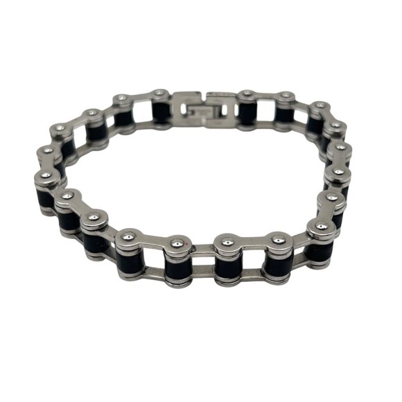 Colibri Other - Colibri Stainless Steel Bracelet Black Silver Tone Biker Chain Link Mens 7.75